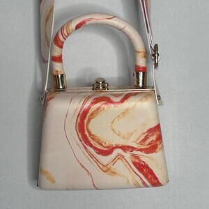 Marble Swirl Acrylic Box Bag Gold Frame Mini Top Handle Crossbody Y2K Glam